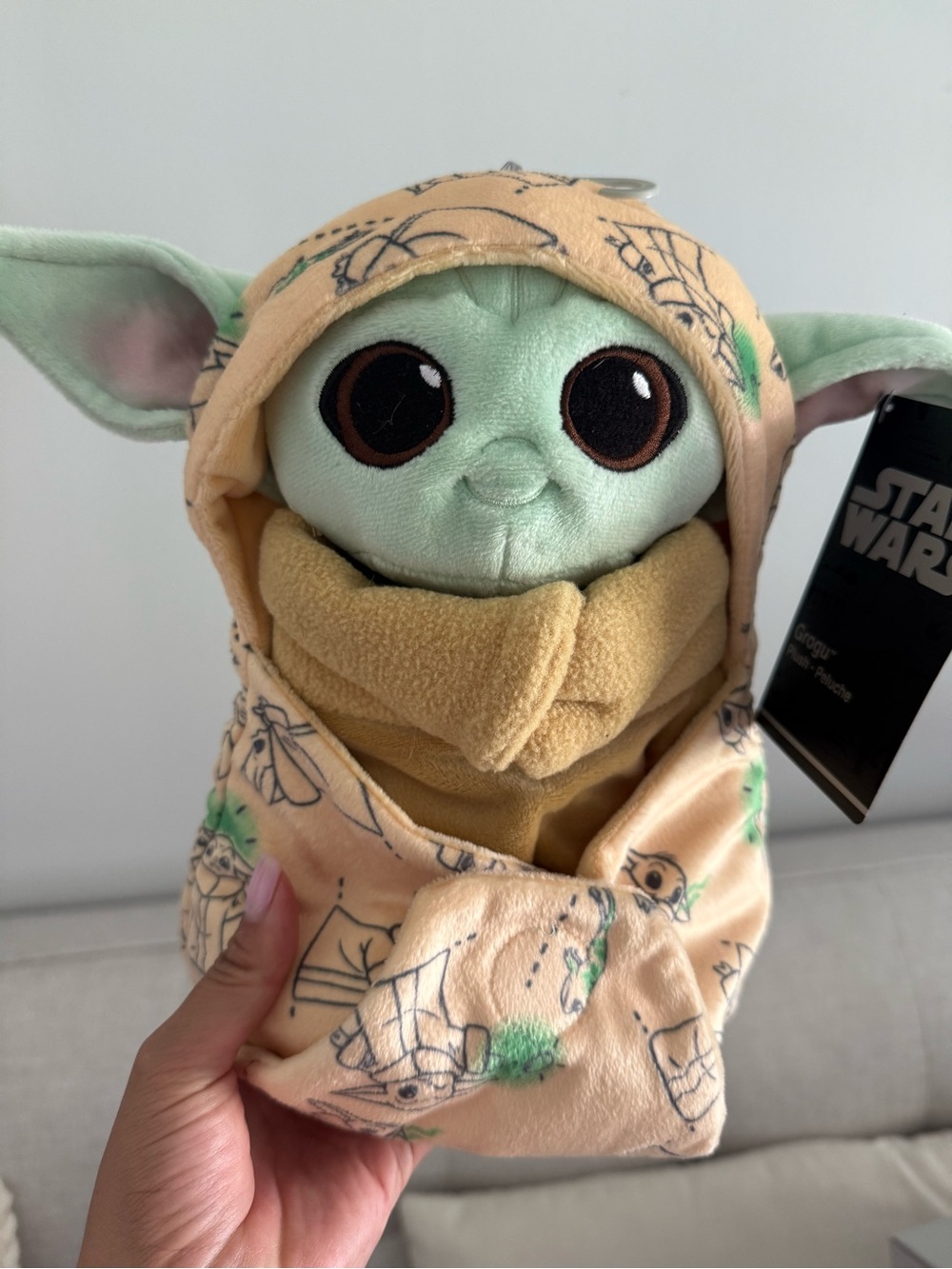 Star Wars Grogu Plush in Light Green and Beige Hood